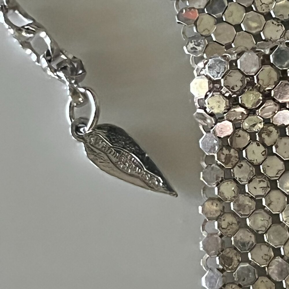 Vintage Whiting & Davis Silver Mesh Bib Necklace - Picture 4 of 6
